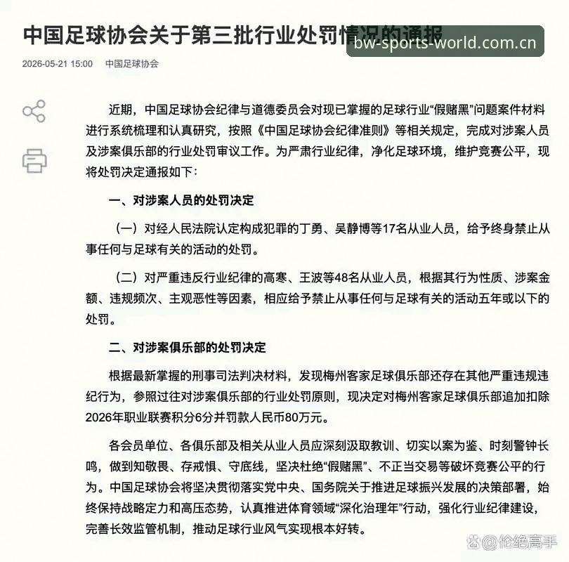 中国足协第三批禁足名单解读教程:如何通过博万体育平台掌握赛事资讯与行业动态